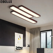 Modern rectangular decorbites led ceiling light with warm white glow and dark wood frame for kitchen and living room ceiling lights