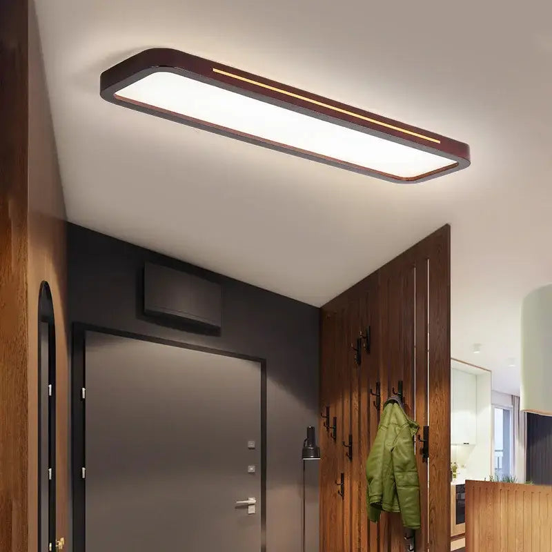 Modern rectangular decorbites led ceiling lights with dark wood frame and warm led illumination for kitchen study living room
