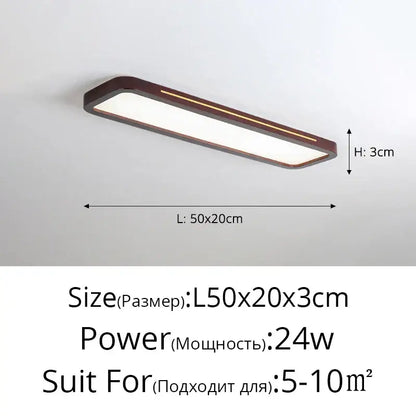 Modern rectangular decorbites led ceiling light with dark brown frame for kitchen study and living room lighting