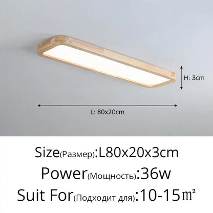 Decorbites led ceiling light featuring a minimalist rectangular wood frame and frosted glass panel for modern spaces