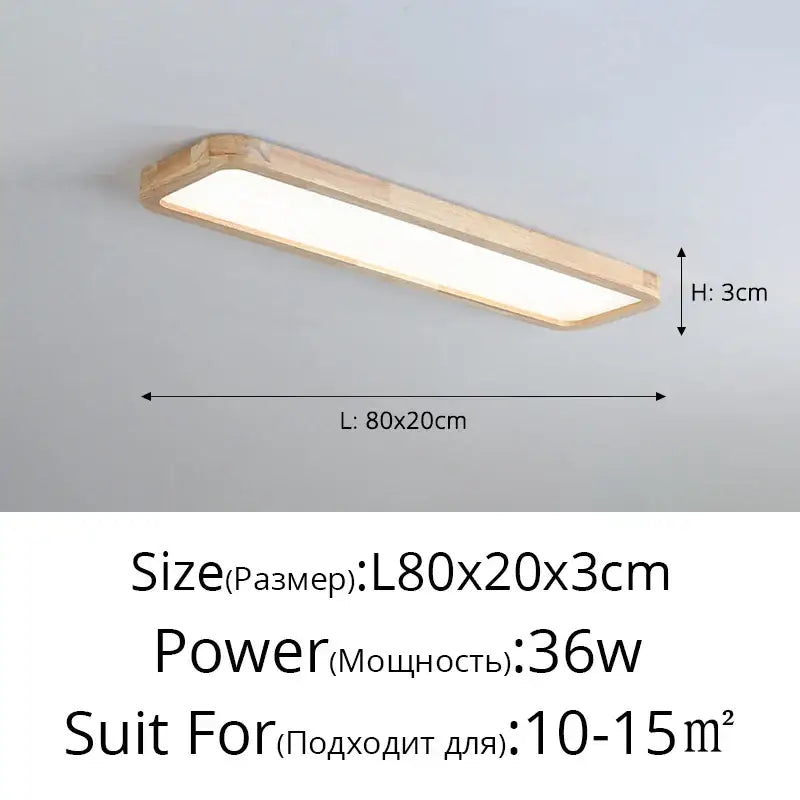Decorbites led ceiling light featuring a minimalist rectangular wood frame and frosted glass panel for modern spaces
