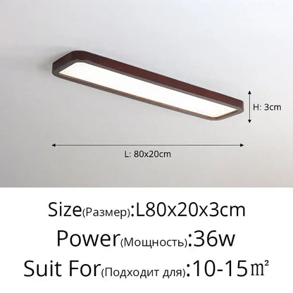 A sleek decorbites led ceiling light with a dark brown wooden frame and bright white panel for modern spaces