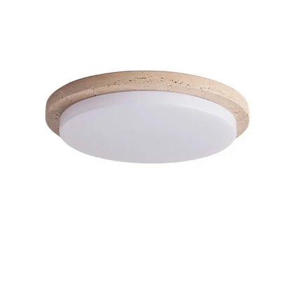 Decorbites led ceiling light with textured beige stone outer ring and smooth white diffuser modern nordic design