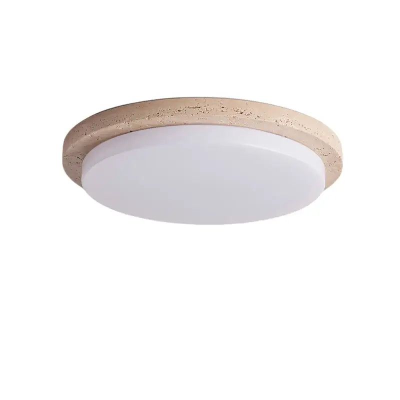 Decorbites led ceiling light with textured beige stone outer ring and smooth white diffuser modern nordic design