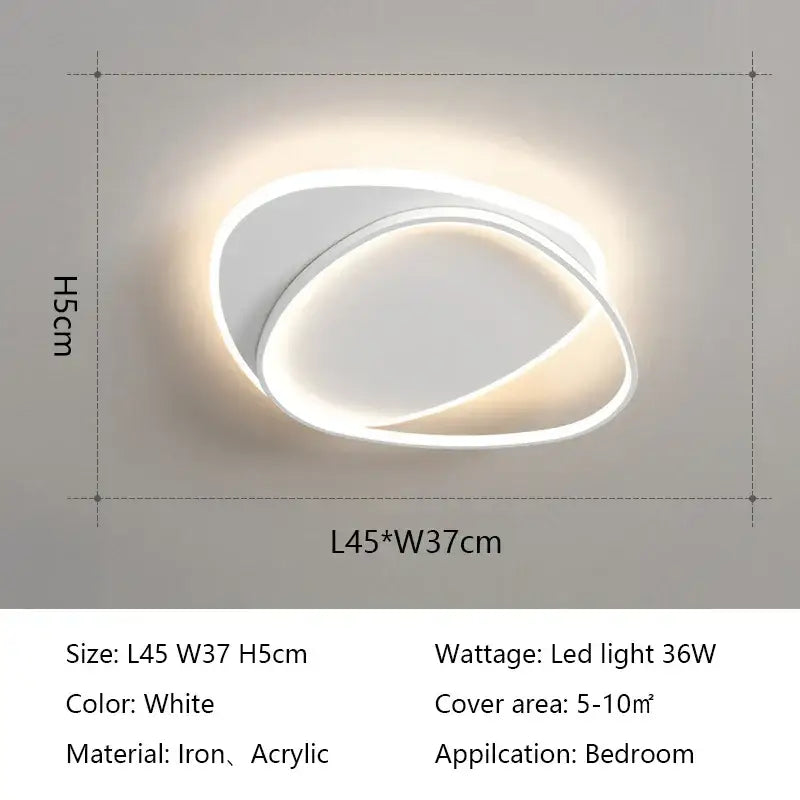 White modern decorbites led ceiling lights with sleek double-ring design in iron and acrylic for indoor use