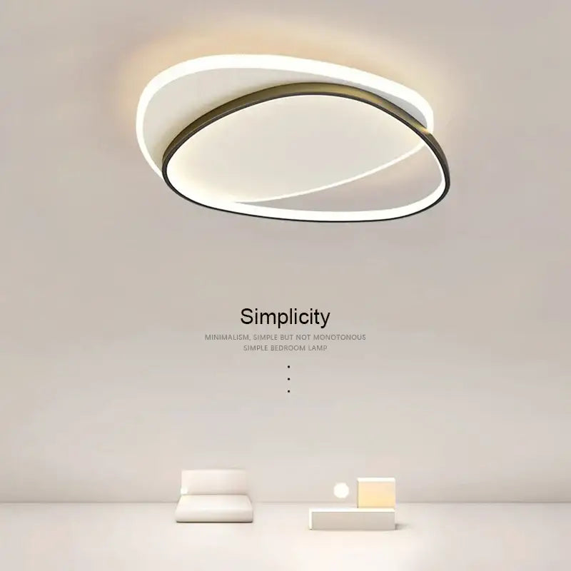 Decorbites led ceiling lights featuring a modern minimalist dual-ring design with black frame and white diffuser for indoor use