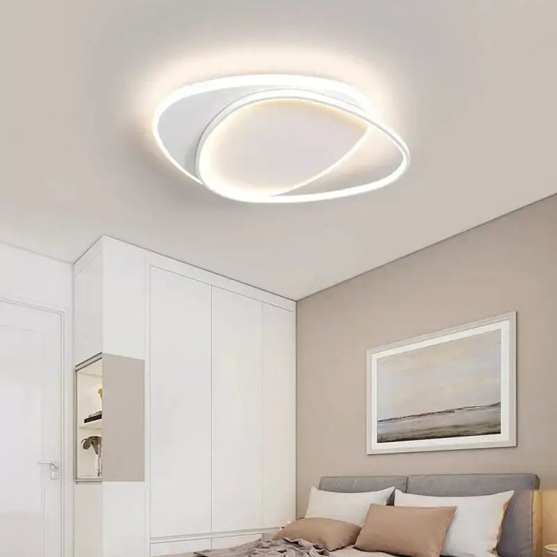 Modern white DecorBites LED ceiling lights with two concentric circular rings for bedroom and living room lighting