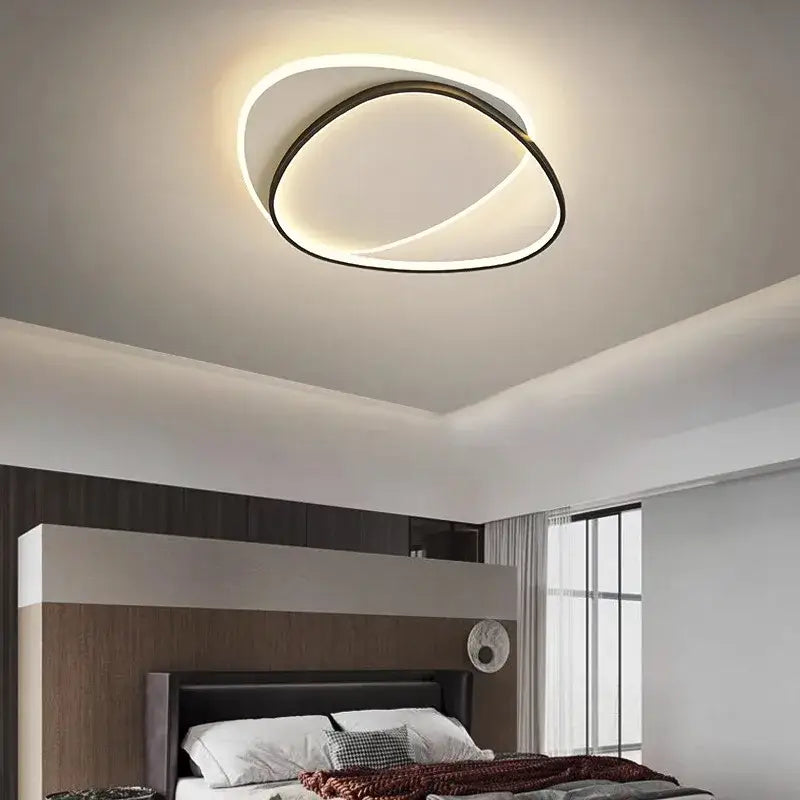 Modern round decorbites led ceiling light with sleek black frame and warm white led glow for indoor lighting fixtures