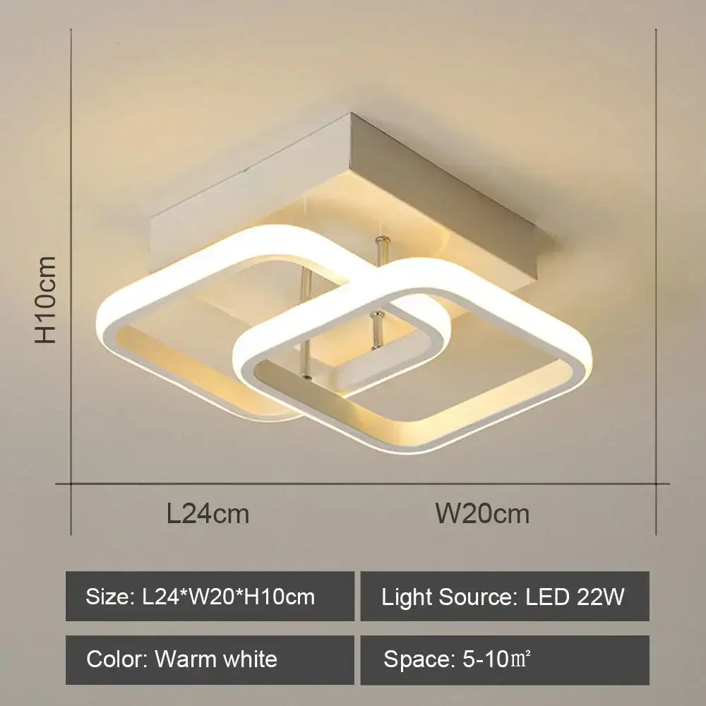 Modern white DecorBites LED ceiling lights with interlocking square frames for home and living room lighting