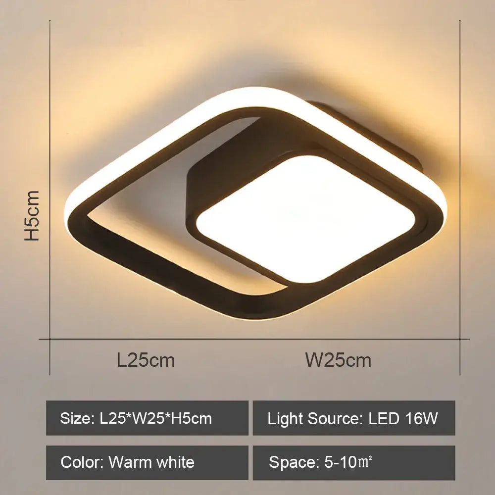 Modern black and white decorbites led ceiling lights with square double-layered design emitting warm white illumination
