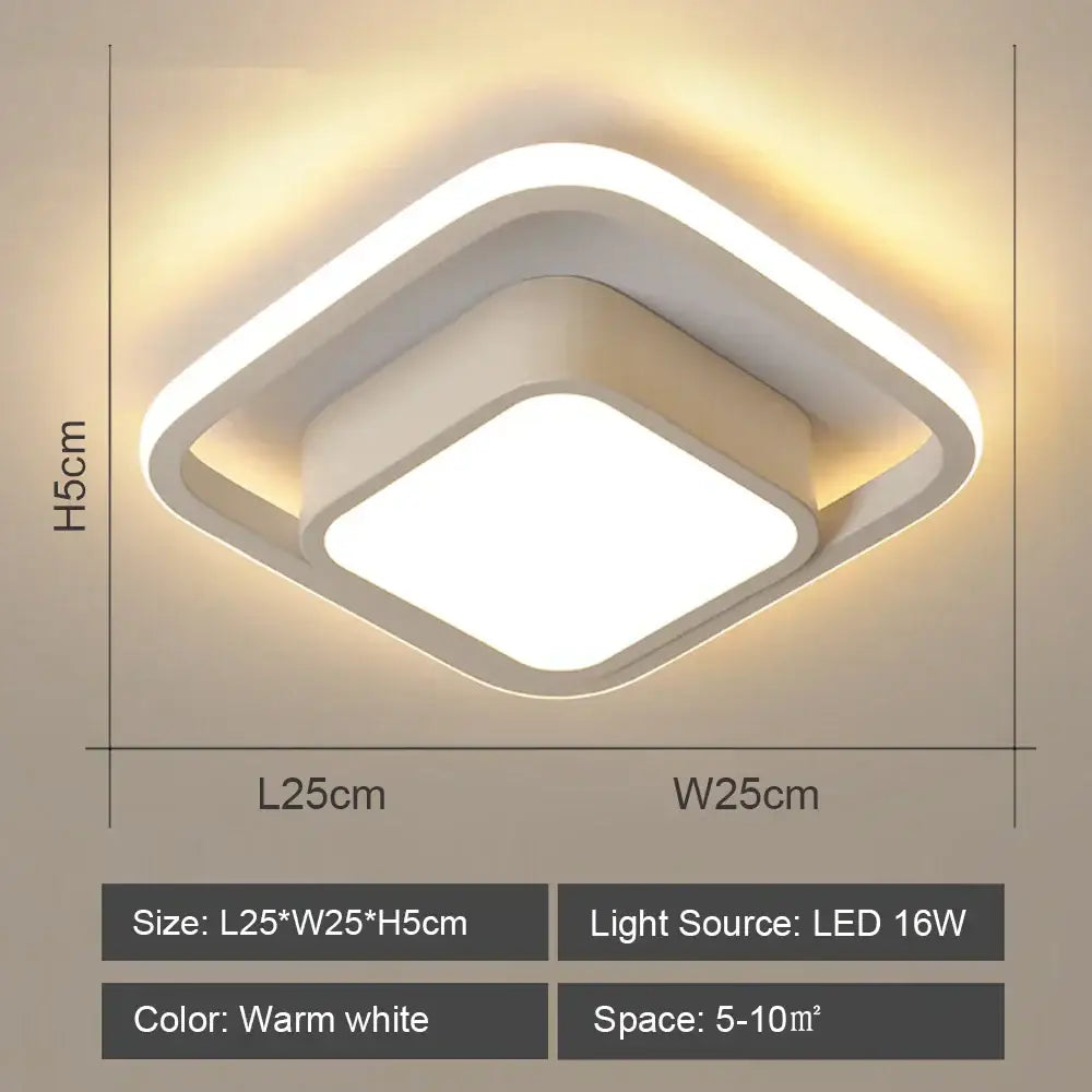 Modern white DecorBites LED ceiling lights with square layered design and warm white illumination for home lighting