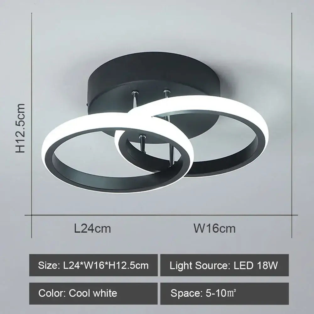 DecorBites™ led ceiling lights featuring modern black and white interlocking circular rings for living room lighting