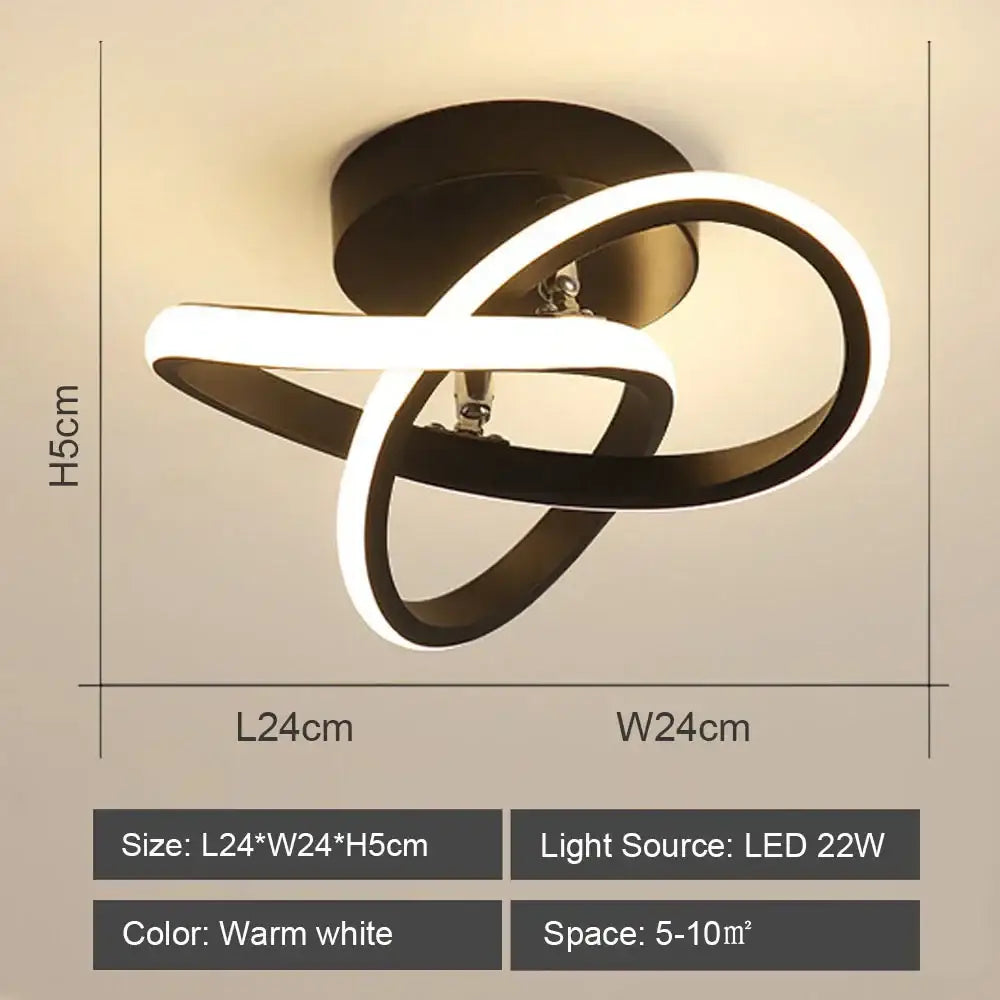 Modern black and white led ceiling lights by decorbites featuring a sleek intertwined ring design for living room lighting