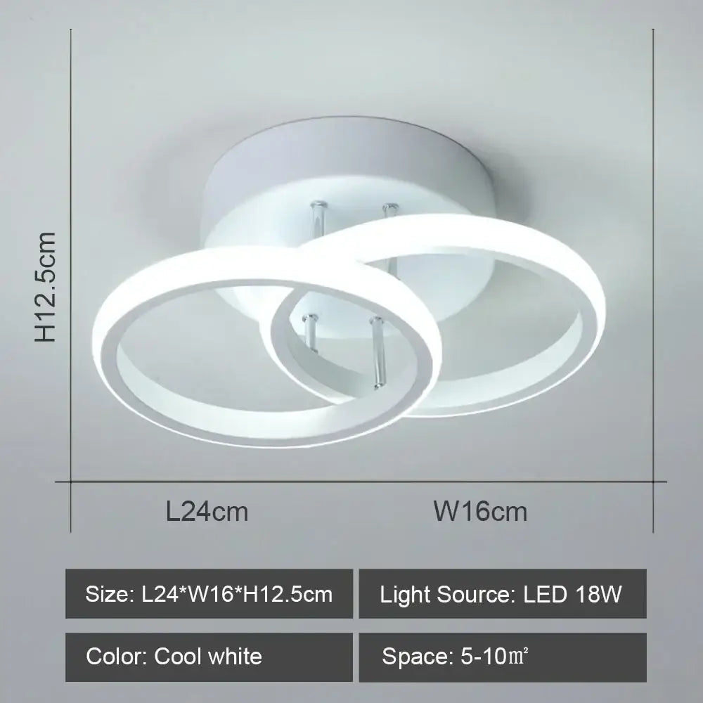 Modern white decorbites led ceiling light with interlocking circular rings for home and living room lighting