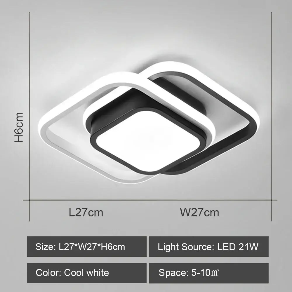 Modern black and white DecorBites LED ceiling lights with a sleek layered square design for home and living room lighting