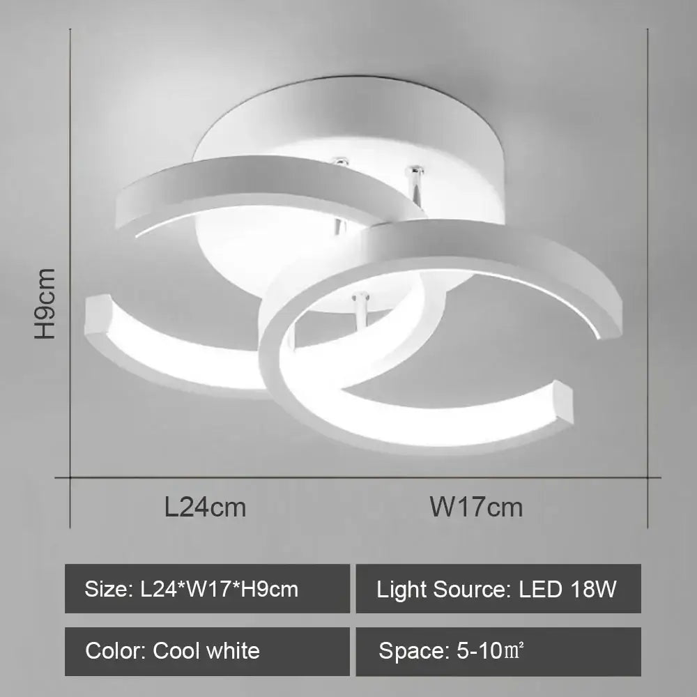 Modern white DecorBites LED ceiling light with sleek interlocking circular rings for home and living room lighting