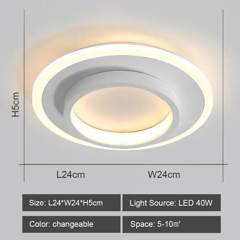 Modern white decorbites led ceiling lights with concentric circular rings and warm glow for living room lighting