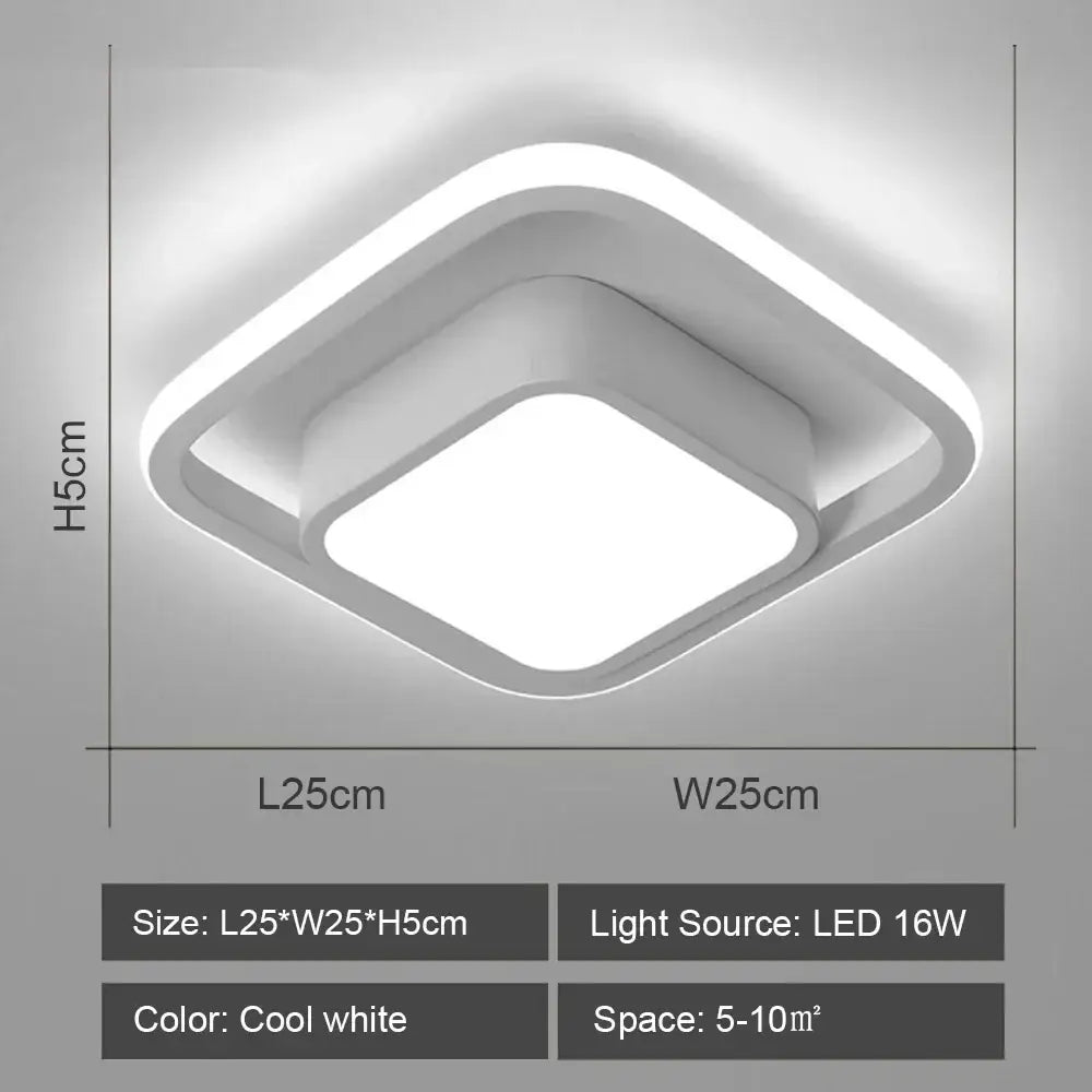 Modern white DecorBites™ LED ceiling light with sleek square frame design for home and living room lighting