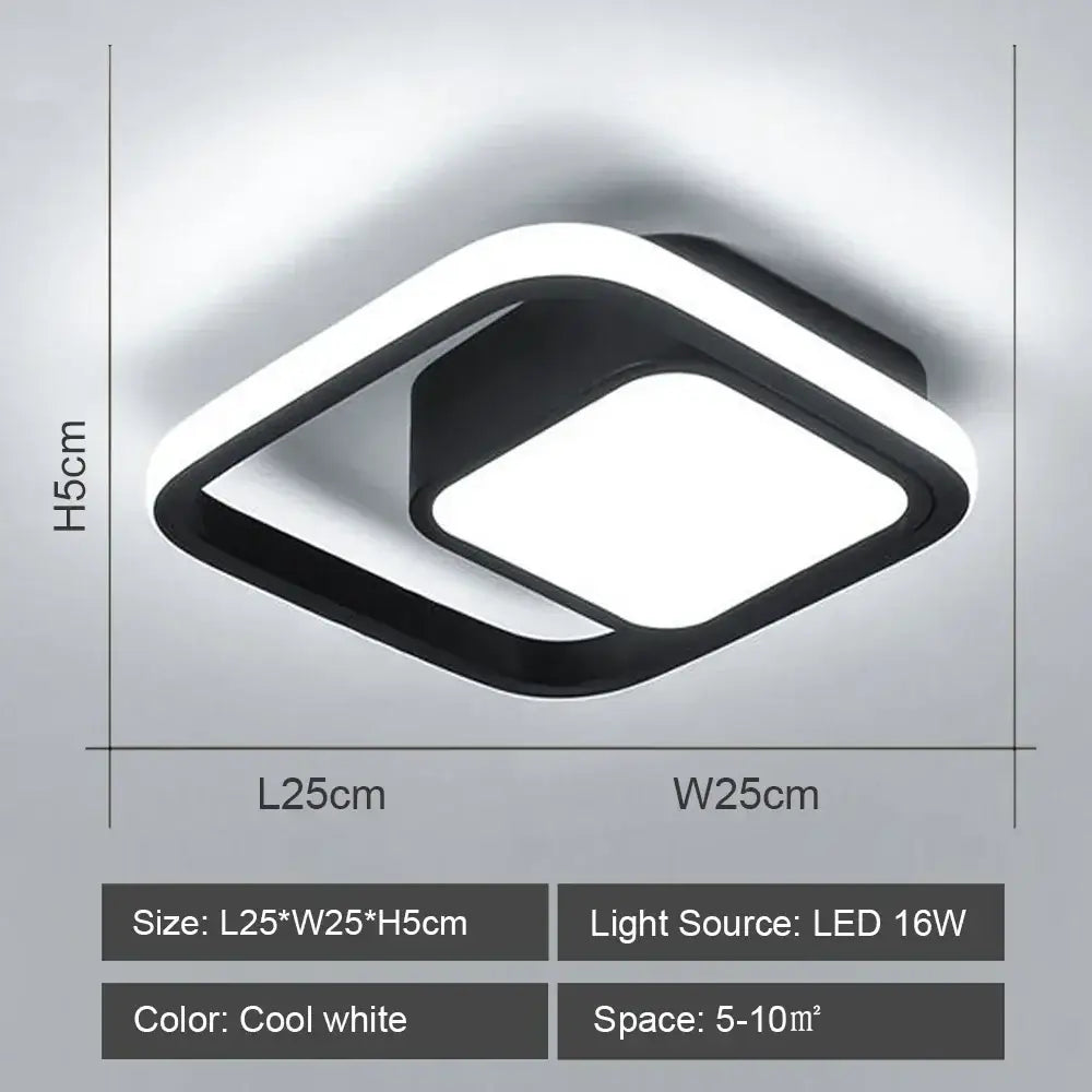 Modern black and white decorbites led ceiling light with sleek double-layered square design for home and living room lighting