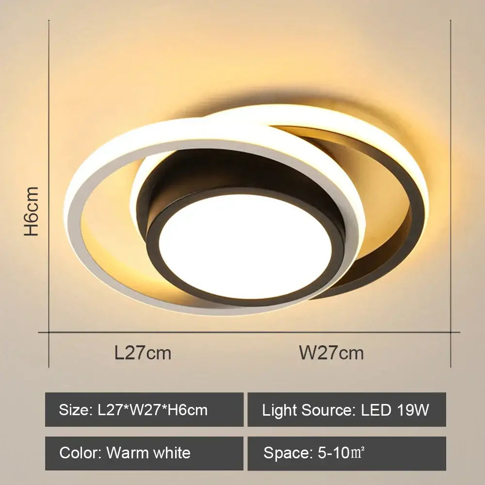 Decorbites led ceiling lights modern led ceiling light with overlapping circular design in white and black finishes