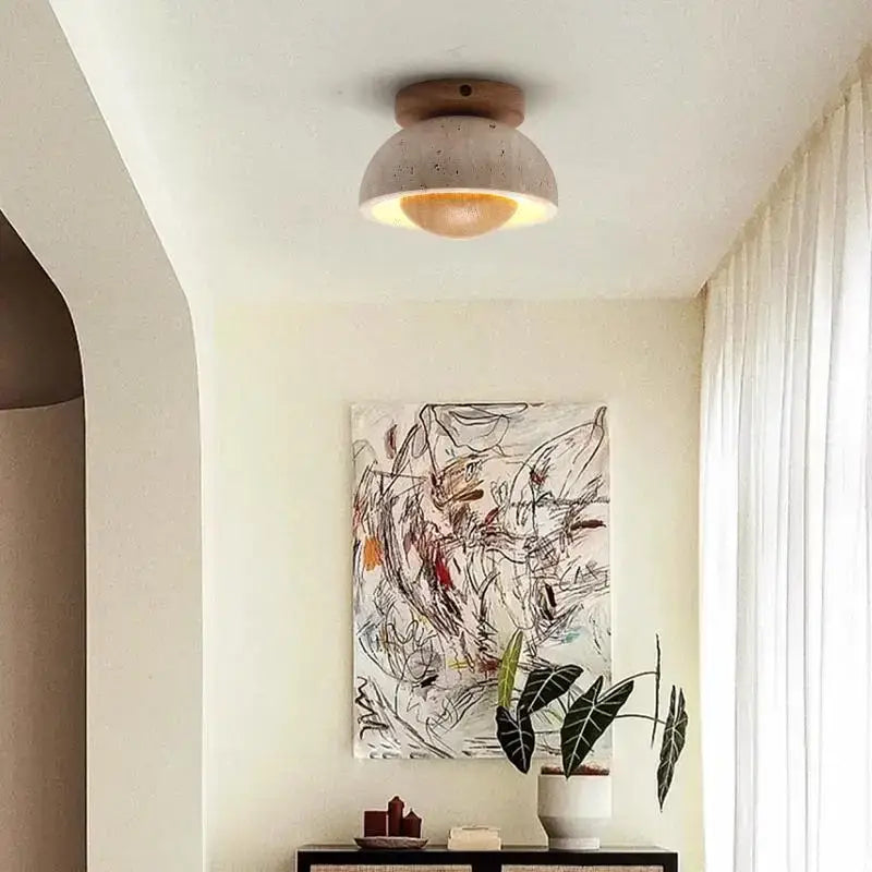 Concrete and wood decorbites led ceiling light with warm diffused glow in modern style for balcony or living room
