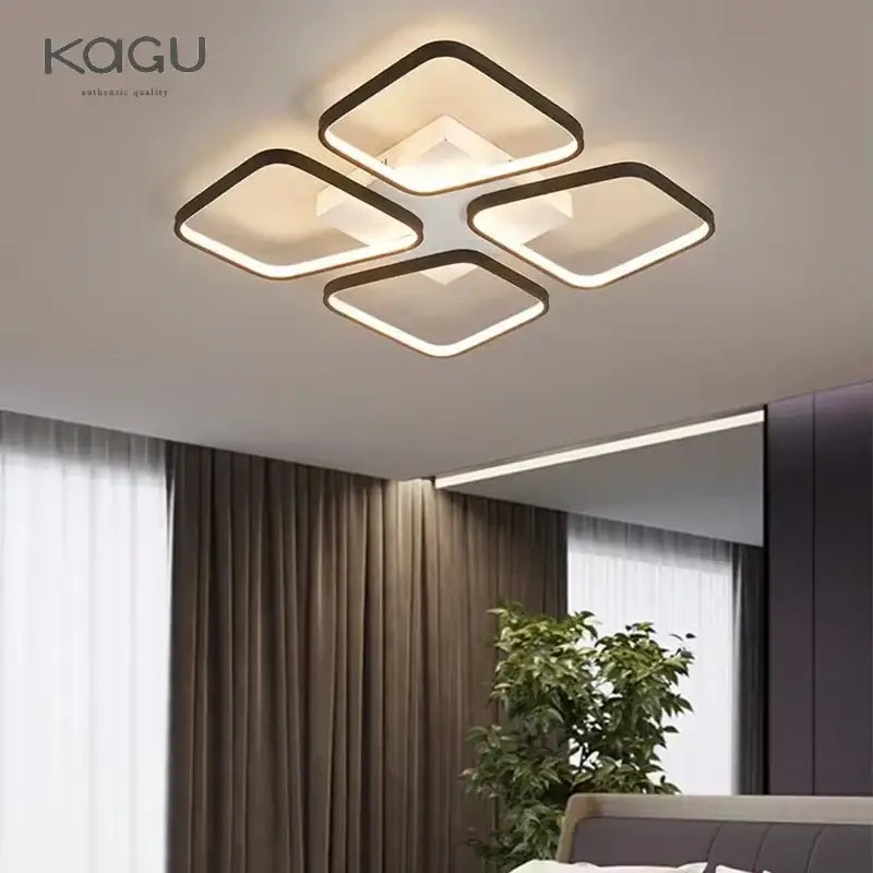 Modern square black decorbites led ceiling light with warm white led illumination for living room and restaurant use