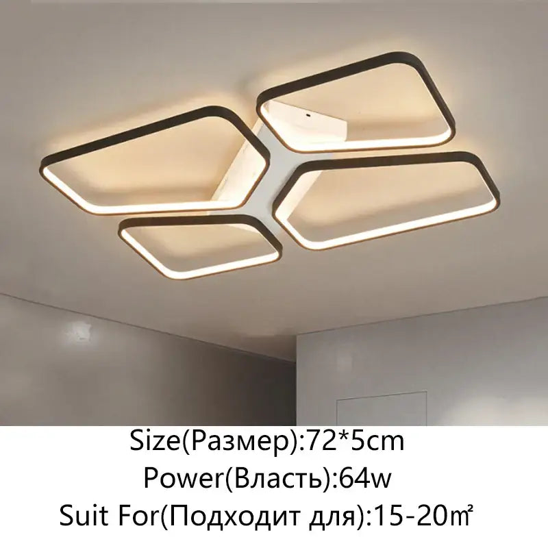 Modern rectangular decorbites led ceiling light with sleek black frame and warm white illumination for living spaces