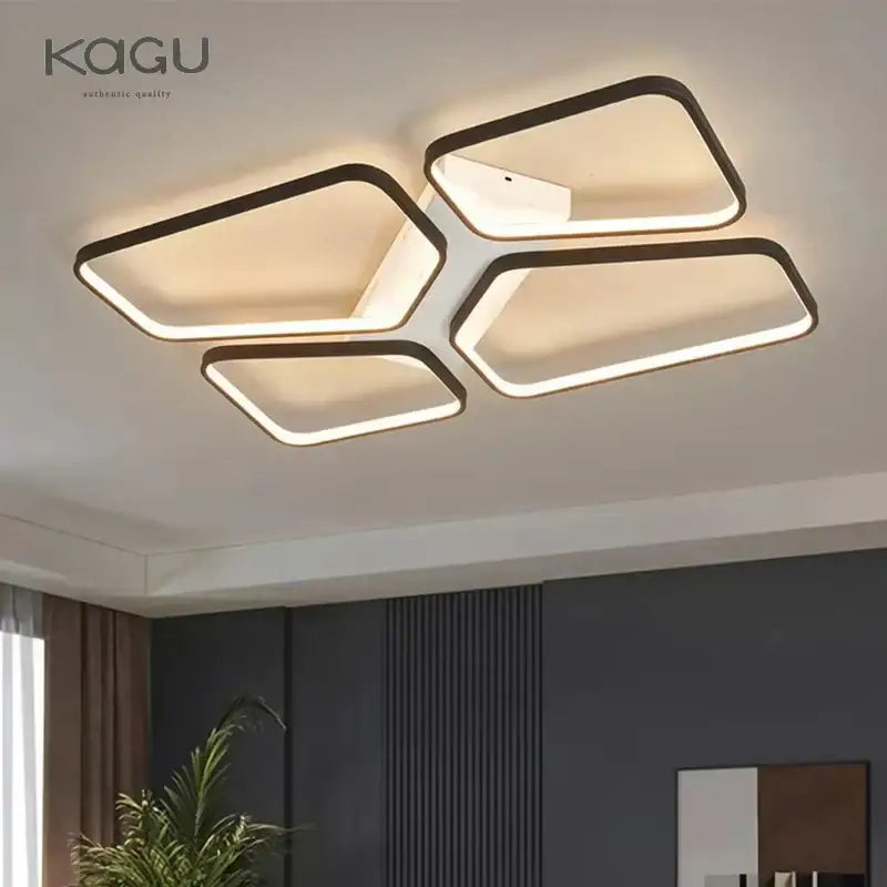 Modern rectangular decorbites led ceiling light with black frame and warm white illumination for living room and restaurant