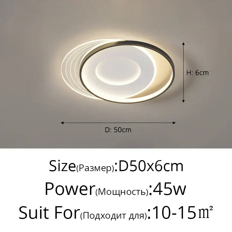 Modern decorbites led ceiling lights featuring circular warm white led rings and a sleek metallic frame for versatile use