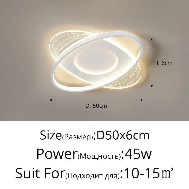 Modern white decorbites led ceiling light with sleek intertwined ring design for living room study dining kitchen decor