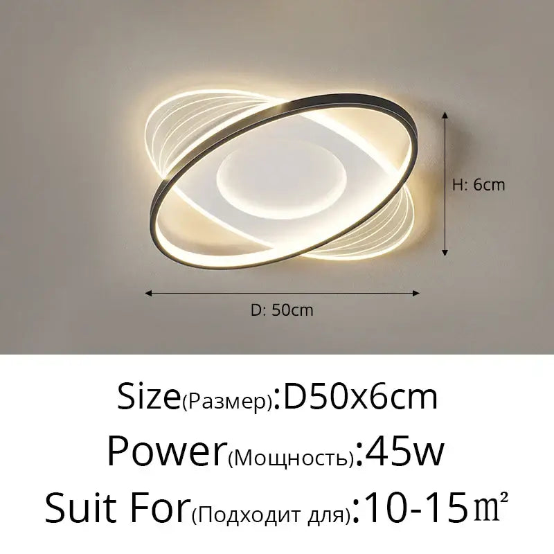 Modern minimalist decorbites led ceiling light with intertwined circles in brushed metal and warm white led illumination