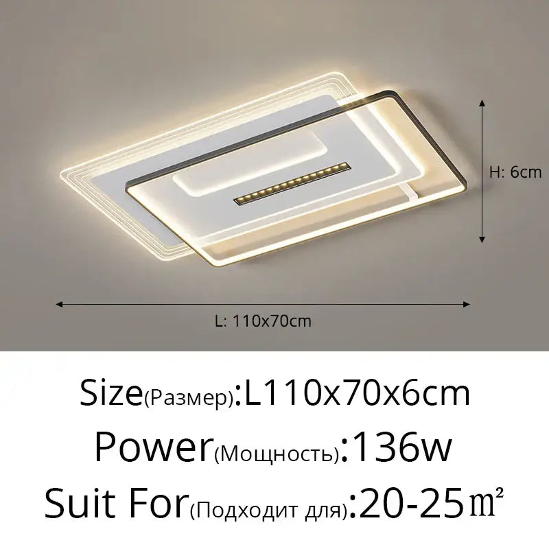 Modern decorbites led ceiling lights with layered translucent panels and warm white led strip for living room decor