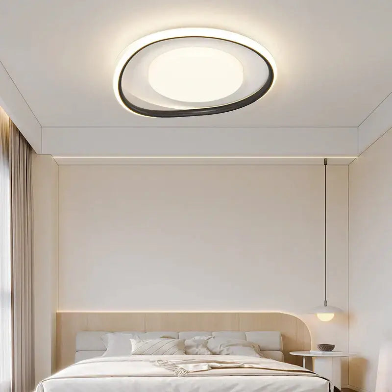 Modern decorbites led ceiling lights with a sleek black outer ring and soft white inner glow for home lighting
