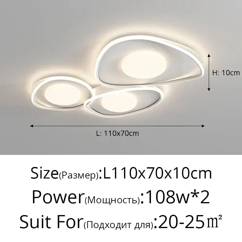 Modern white decorbites led ceiling light with three cloud-shaped panels for dimmable home ceiling lights