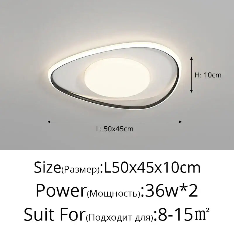 Modern oval-shaped decorbites led ceiling lights with white and black frame emitting soft warm illumination