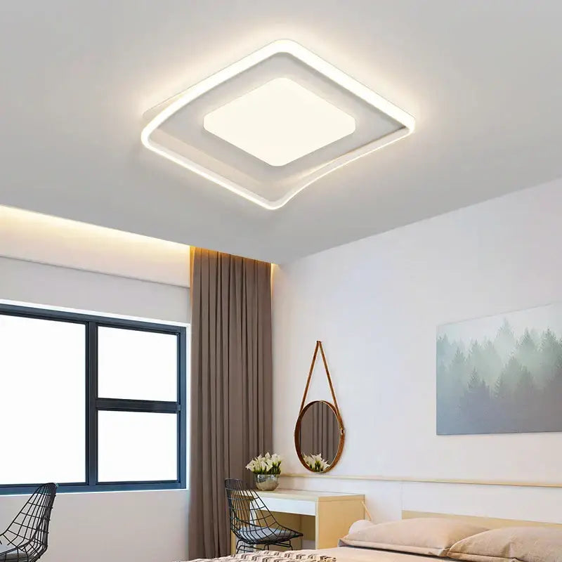 Modern square decorbites led ceiling light with a sleek white frame and soft glowing illumination for home lighting