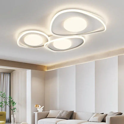 Modern white decorbites led ceiling light with three interconnected circular designs for infinite dimming home lighting