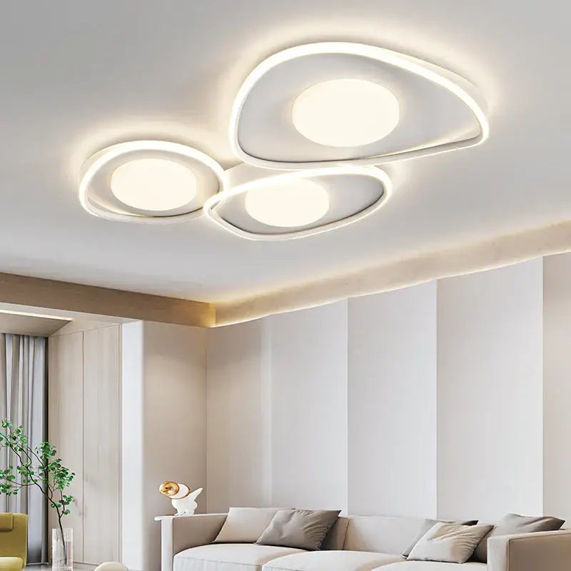 Modern white decorbites led ceiling light with three interconnected circular designs for infinite dimming home lighting