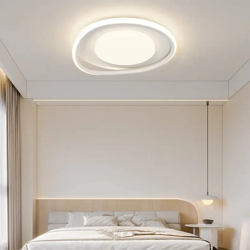 Modern DecorBites LED ceiling lights white circular design with concentric rings and soft ambient glow for home lighting