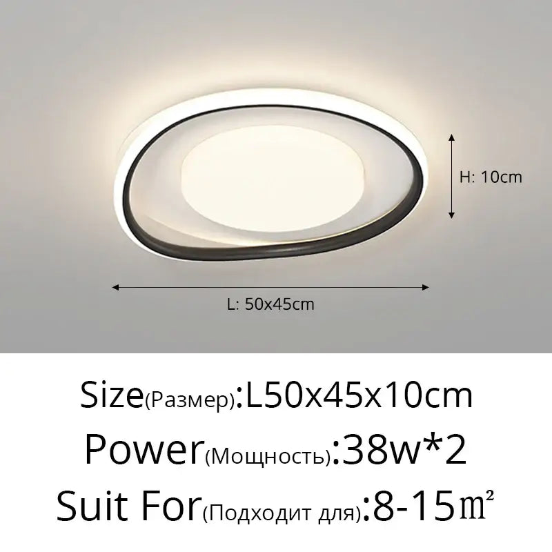 Modern oval-shaped decorbites led ceiling lights with white black frame and soft warm illumination for home lighting