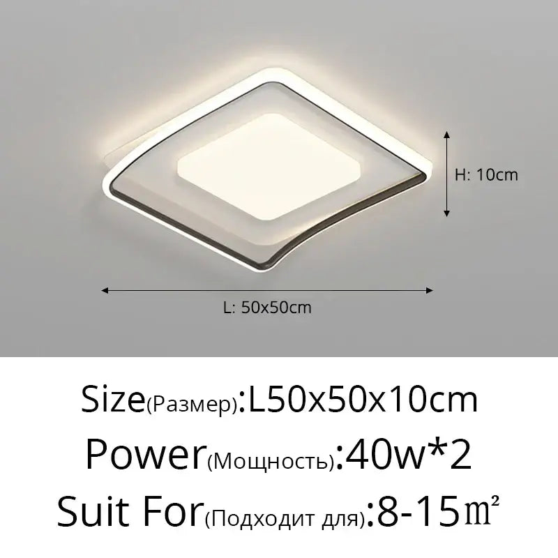 Modern square decorbites led ceiling light with white and silver frame emitting soft ambient illumination for home use