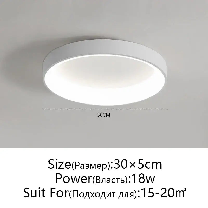 White circular decorbites led ceiling light with modern design and 30cm diameter for living room and bedroom use