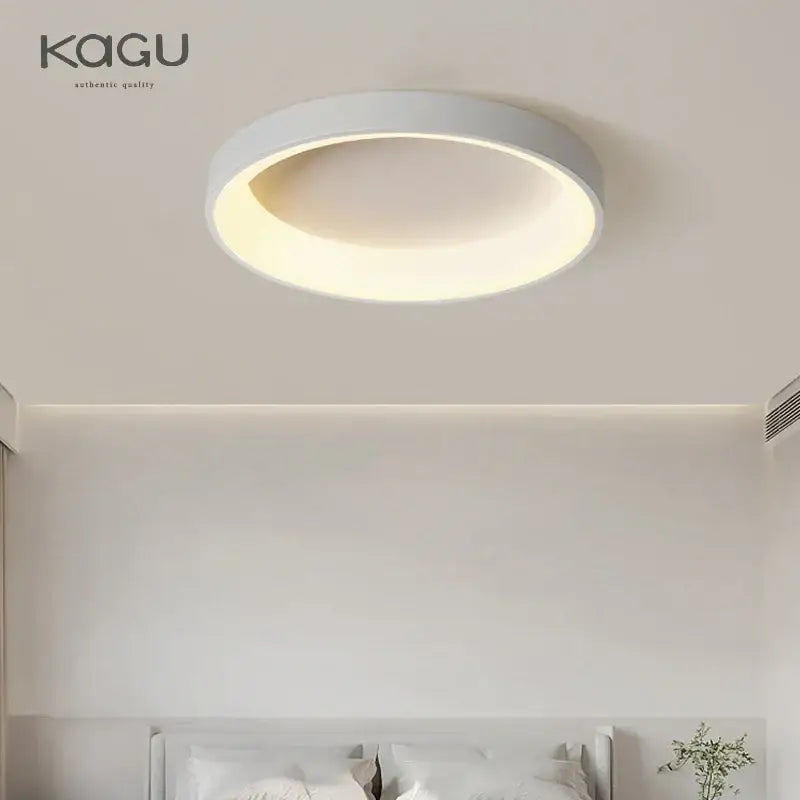 White circular decorbites led ceiling light with modern minimalist design and dimmable soft ambient glow for living room