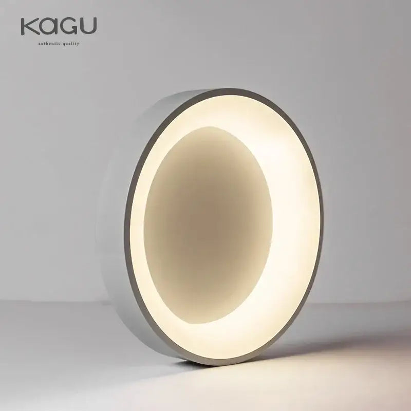 Modern circular led table lamp with white grey metallic finish and illuminated ring design for decorbites led ceiling lights