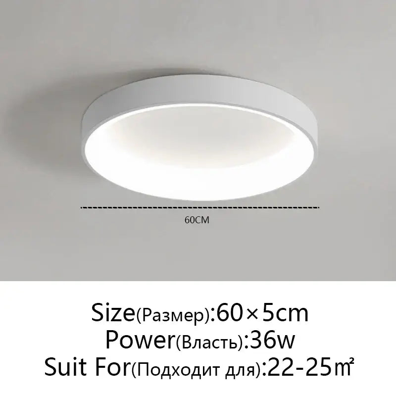 White circular decorbites led ceiling light with sleek modern design 60cm diameter dimmable for living room bedroom