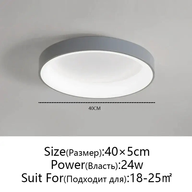 Modern circular decorbites led ceiling lights with a gray metallic frame and soft white diffused illumination for living room