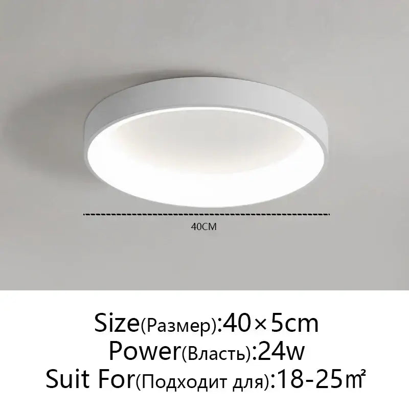 White circular decorbites led ceiling light with modern design and 40cm diameter for living room and bedroom use