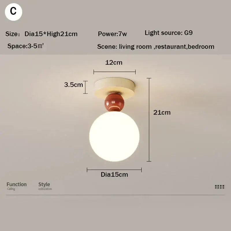 Decorbites led ceiling moon lamp with rounded white glass globe and glossy terracotta spherical accent for minimalist lighting