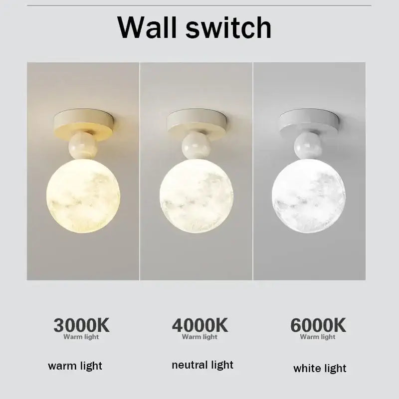Decorbites led ceiling moon wall lamp with frosted translucent sphere and matte white base for minimalist bedroom lighting