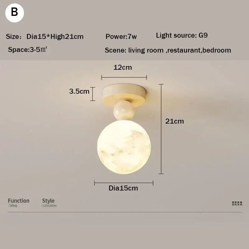 Cream-colored DecorBites led ceiling moon lamp with textured lunar crater surface and smooth rounded base for bedroom lighting